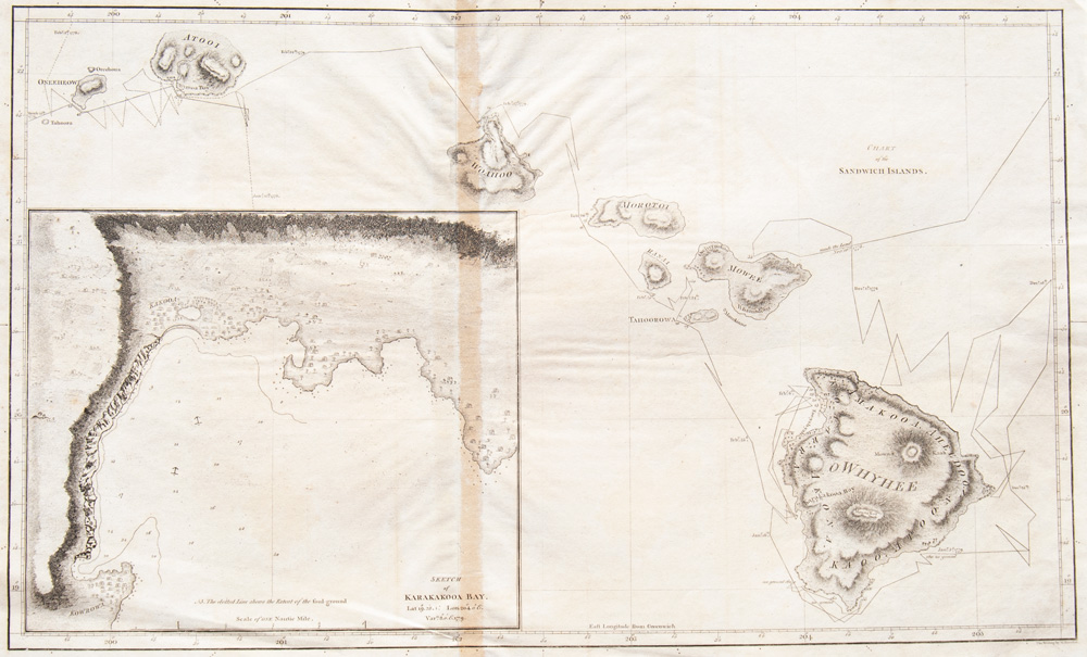 first map of hawiian islands sandwich island capt cook 1778
